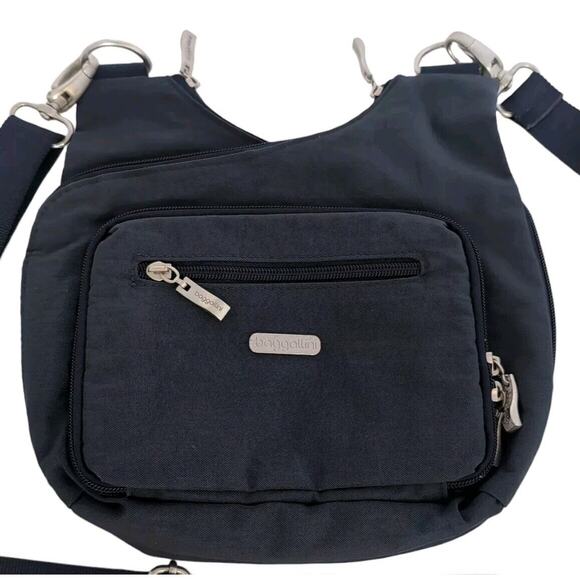 Baggallini Handbags - Baggallini Criss Cross Crossbody Purse Bag Double Zip Compartments Navy Blue